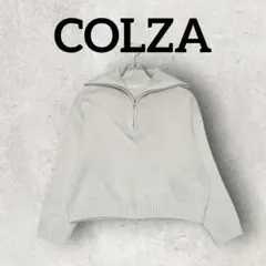 COLZA ハーフジップセーター 長袖 オーバーサイズニット (М) ベージュ