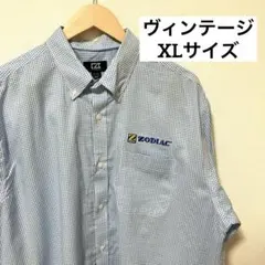 【ヴィンテージ】USAワークシャツ　水色　XLサイズ　デザイン