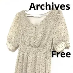 【上品】Archives 花柄 半袖 ワンピース ベージュ Vネック 速乾 ゴム