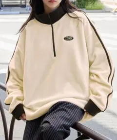 CODDERR 配色 ロゴ刺繍フリースアノラックハーフジッププルオーバー