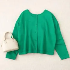 【Samansa Mos2 blue】 2way 春ニット 差し色カーディガン