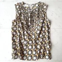 MARNI マルニ 総柄 フリル ノースリーブ ブラウス 上品 華やか 可愛い マルニ フリルデザイン ノースリーブ ブラウス ストライプ - メルカリ