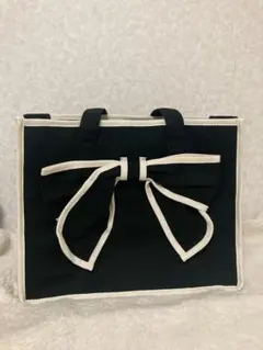 ビッグリボン配色キャンバストートバッグ[dd475]