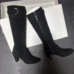 DIANA ダイアナ スエード ロングブーツ ベルト 黒 24.5
