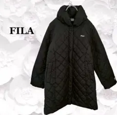 『フィラ』ベンチ コート キルティング ロング【M】ブラック 黒 スタンド