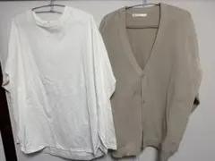 ikka カーディガン ベージュ XL ロングTシャツ セットアップ