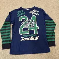 長袖Tシャツ ネイビー×グリーン ボーダー柄