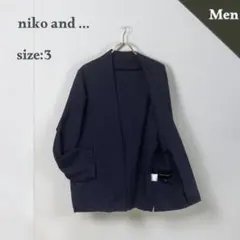 niko and... ジャケット 羽織り リネン混 麻 カーディガン 네이비