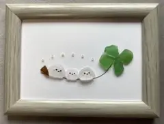 シーグラスアートシマエナガ （・▴・）ハンドメイド♪