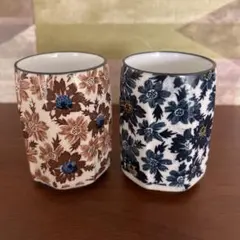 海外製　西洋コップ　花柄　コップ　骨董品　2点セット