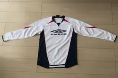 UMBRO 長袖シャツ ホワイト/ネイビー/レッド S