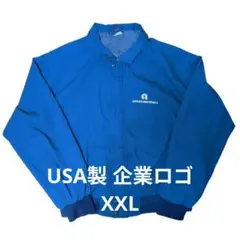 90s USA製 XXL 企業 ナイロンブルゾン テック系 青 ネイビー 古着