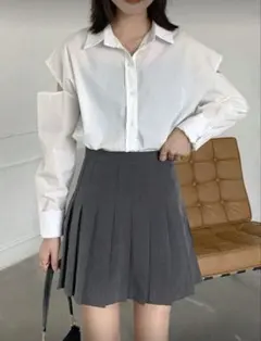 SHEIN プリーツミニスカート グレー