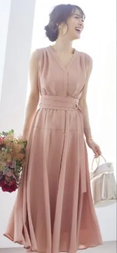 アプワイザーリッシェ　サッシュ付シャツフレアワンピース