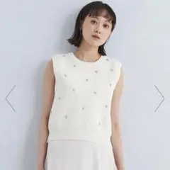 ドットビジュー ニット ベスト　グリーンレーベルリラクシング