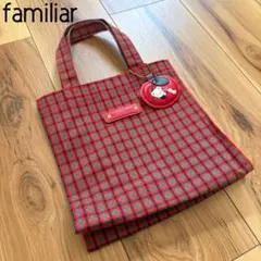 familiar チェックトートバッグ チャーム付きのサムネイル