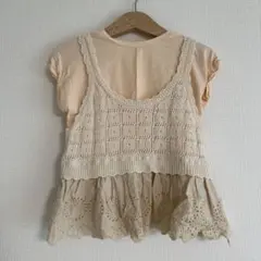 BREEZE レース付きフリルトップス 90