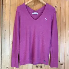 女子力アップ！華やぎピンク♡ふわふわVネック/セーター【XS】アバクロ/ニット