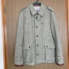 harris tweed ハリスツイード ウール ジャケット レザー チンストのサムネイル