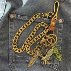 ウォレットチェーン キーホルダー アメカジ ストリート ゴールド ヴィンテージ風