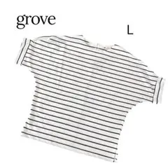 新品✨️ grove グローブ カットソー 半袖 ボーダー L 白 レディース