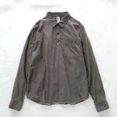 MHL.　コットンシャツプルオーバー　長袖　カーキブラウン　日本製　Lサイズ