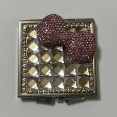 コンパクトミラー リボン ピンク