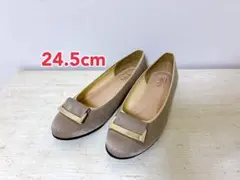 フラットパンプス(24.5cm) グレー　結婚式 入学式 卒業式 マタニティ