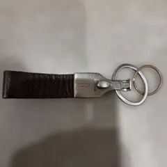 TOD'S ダークブラウン レザー キーリング