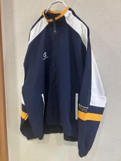 Champion フルジップウォームアップジャケット 日本製　ネイビー/オレンジ