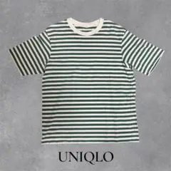UNIQLO ボーダー Tシャツ グリーン ホワイトのサムネイル