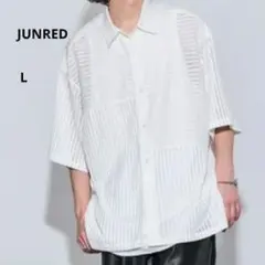 Sale！JUNRED クレイジーレースシャツ半袖シアーシャツ白Lメッシュシャツのサムネイル