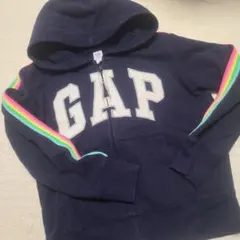 GAP KIDS ネイビー XL 裏起毛 キラキラ ロゴ パーカー