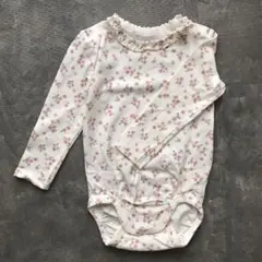 【サイズ75/6〜9months】H&M オーガニックコットン長袖花柄ロンパース