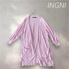 216✳︎イング【M】 ピンク カーディガン 七分袖　ロングカーデ　羽織