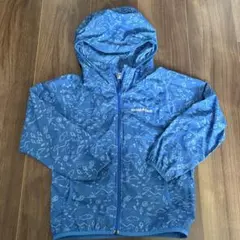 モンベル キッズ ナイロンパーカー 110 ブルー 軽量 フード付き 美品