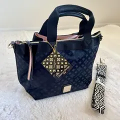クリスチャン・オリビエ PARIS 2way ミニトートバッグ 黒 モノグラム柄