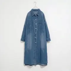Piacere ピアチェーレ デニムシャツワンピース ロング丈 羽織り2WAY