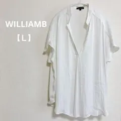 WILLIAMB Vネックホワイトシャツ 【L】