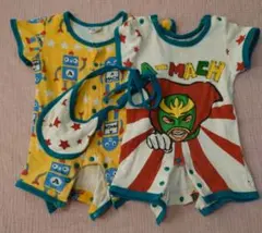 半袖ロンパース 2枚＋スタイ 1枚