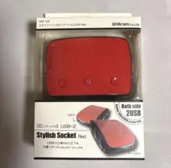 車 充電器 3連シガーソケット 2USB 赤色 willcom