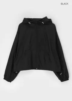 BLACKUP ロンプフードウィンドブレーカージャンパー ブラック 韓国