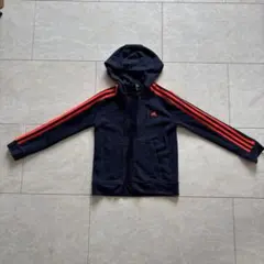 ネイビー フード付きジャケット オレンジストライプ
