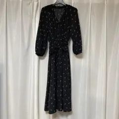 花柄長袖ロングワンピース