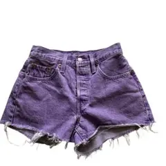 ギャルの　Levi's パープル デニム ショートパンツ　W24 501のサムネイル