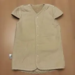 美品 80-90 スリーパー フリース 裏起毛 西松屋 半袖 ベージュ