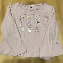 薄いピンク 長袖カットソー イラスト付き