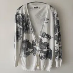 ジルサンダーJIL SANDER コットン100%白柄　軽量薄手カーディガンのサムネイル