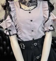 ROJITA ハートバックルラッフルフリルブラウス ピンク