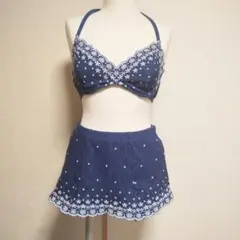 デニム風 セパレート水着 ビキニ　ショートパンツ　M　3点セット　日本製のサムネイル